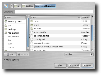 GTK file chooser screenshot